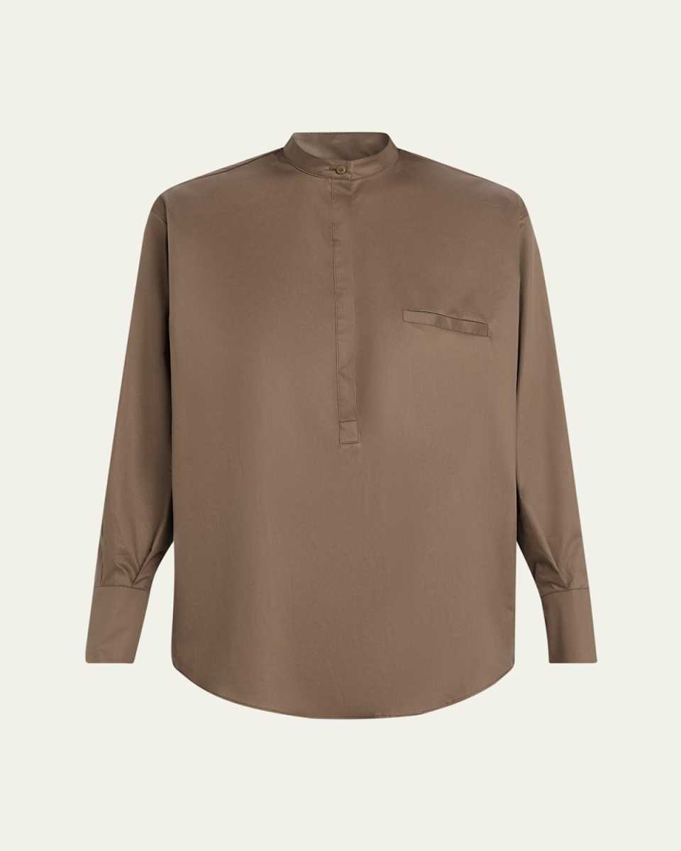 Baloon Mandarin Cotton Shirt